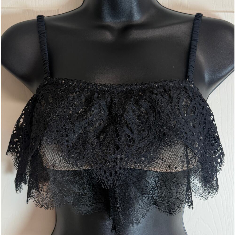 Victoria’s Secret Dream Angels Lace Bralette Black XS Sheer Lingerie NWT New